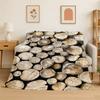 Natural Wood Grain Retro Tree Rings Flannel Blanket Soft Throw Blanket for Bedroom Living Room Bed Travel Picnic Nap Cover Gift