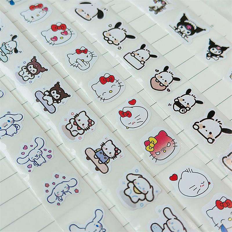 500Pcs/Roll Stickers Kawaii Hello Kitty Melody Kuromi Cinnamoroll Cartoon Kids Reward Stickers Gift Decoration Decals Toys