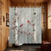 Winter Birds Shower Curtain Red Cardinal Birch Tree Design Nature Decor Bathroom Waterproof Curtains Artistic Home Style