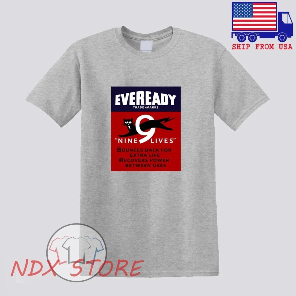 Eveready Retro Battery Black Cat Nine Lives Men s Gray Size S-5XL XL