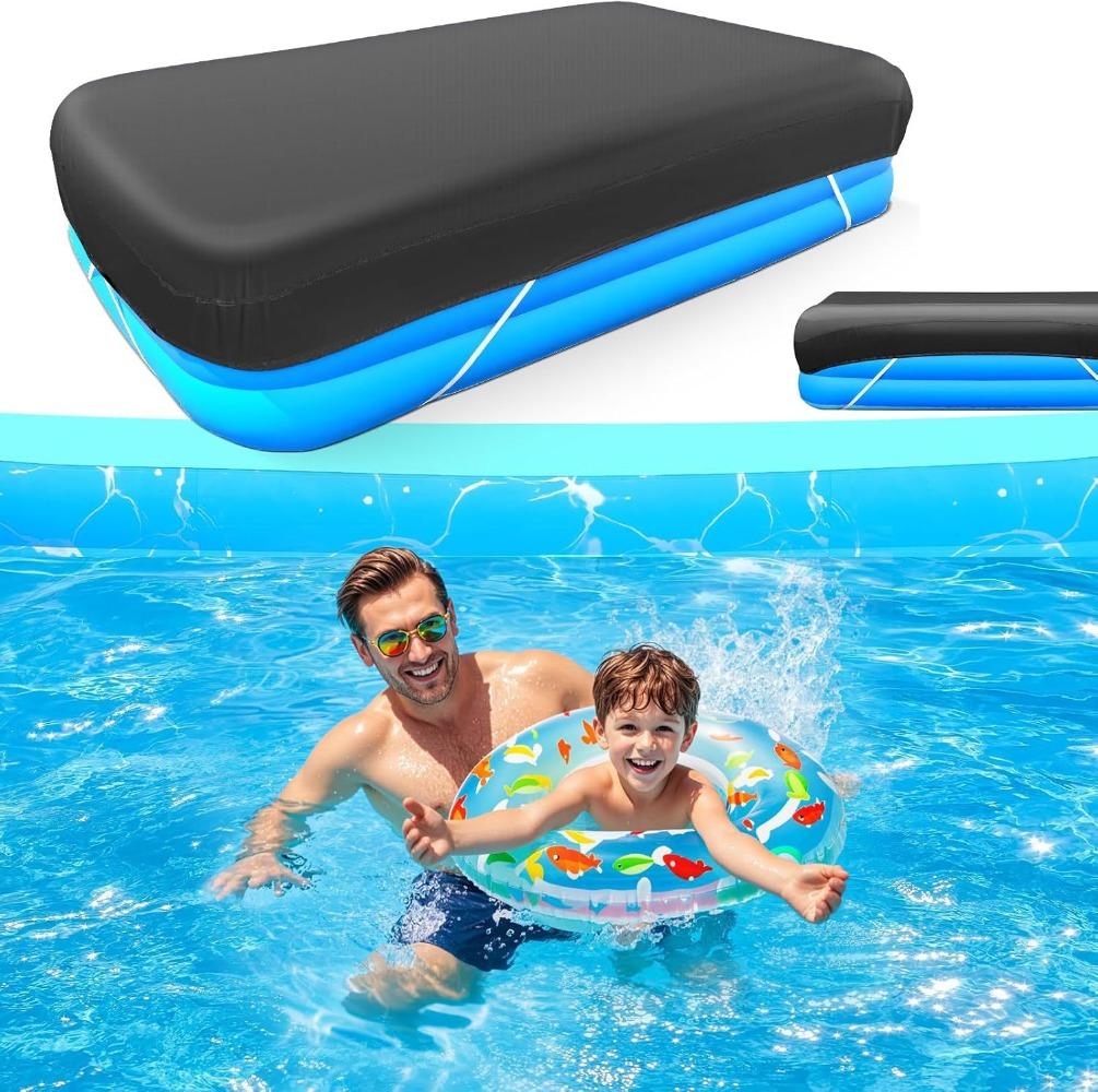 Outdoor Pool Cover with Elastic Rope, Durable 210D Waterproof Oxford Fabric, Rainproof Protector 262x175x30 cm