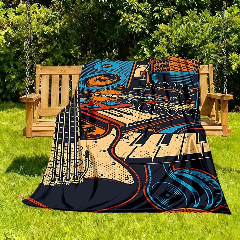 1PC Music Studio Outdoor Blanket Lightweight Flannel, Soft & Warm, All-Season Use for Sofa, Outdoor, Camping, Living Room, Office48