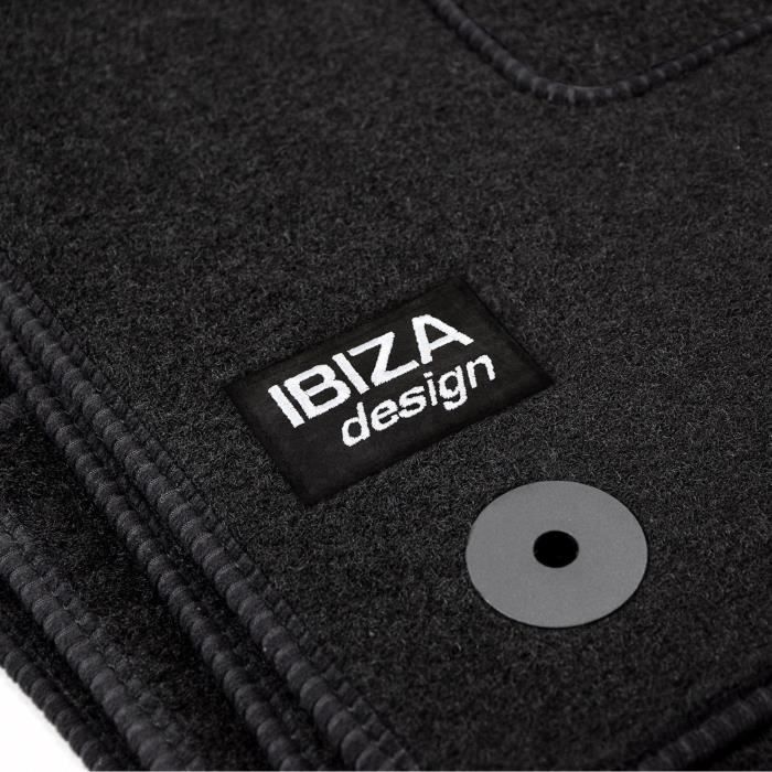Tapis De Sol - Logo - Seat Ibiza KJ - Velours Noir - 4 Pièces - Antidérapant Et Imperméable