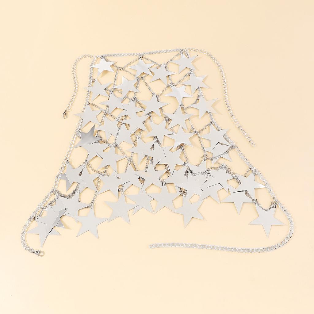 Exaggerated Star Sequins Splicing Chest Ornaments Sexy Creative Street Shot Hollow Chain Neck Body Chain