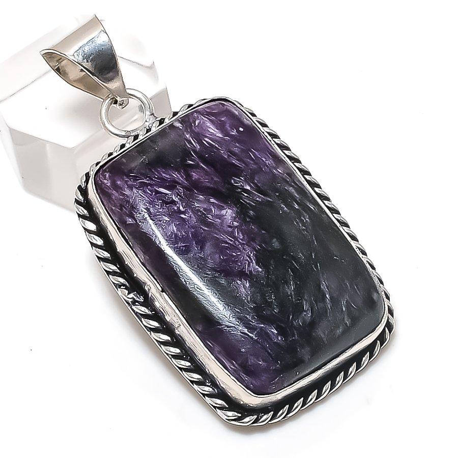 

Российский Чароит Драгоценный Камень 925 Стерлинговое Серебро Ювелирное Подвеска 2.17