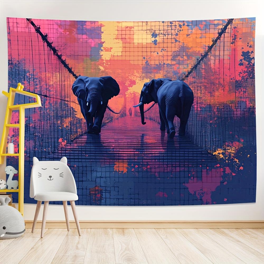 Elephant Bridge Deck Theme Digital Printing Polyester Wall Hanging Tapestry Decorative Living Room Bedrooms Background Gift
