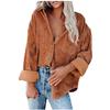 Womens Casual V Neck Long Sleeve Button Corduroy95%polye Casual Blouse Coat Tops