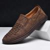 Men's shoes outdoor casual shoes one-pedal flat-soled handmade leather shoes spring low-top large-size loafers