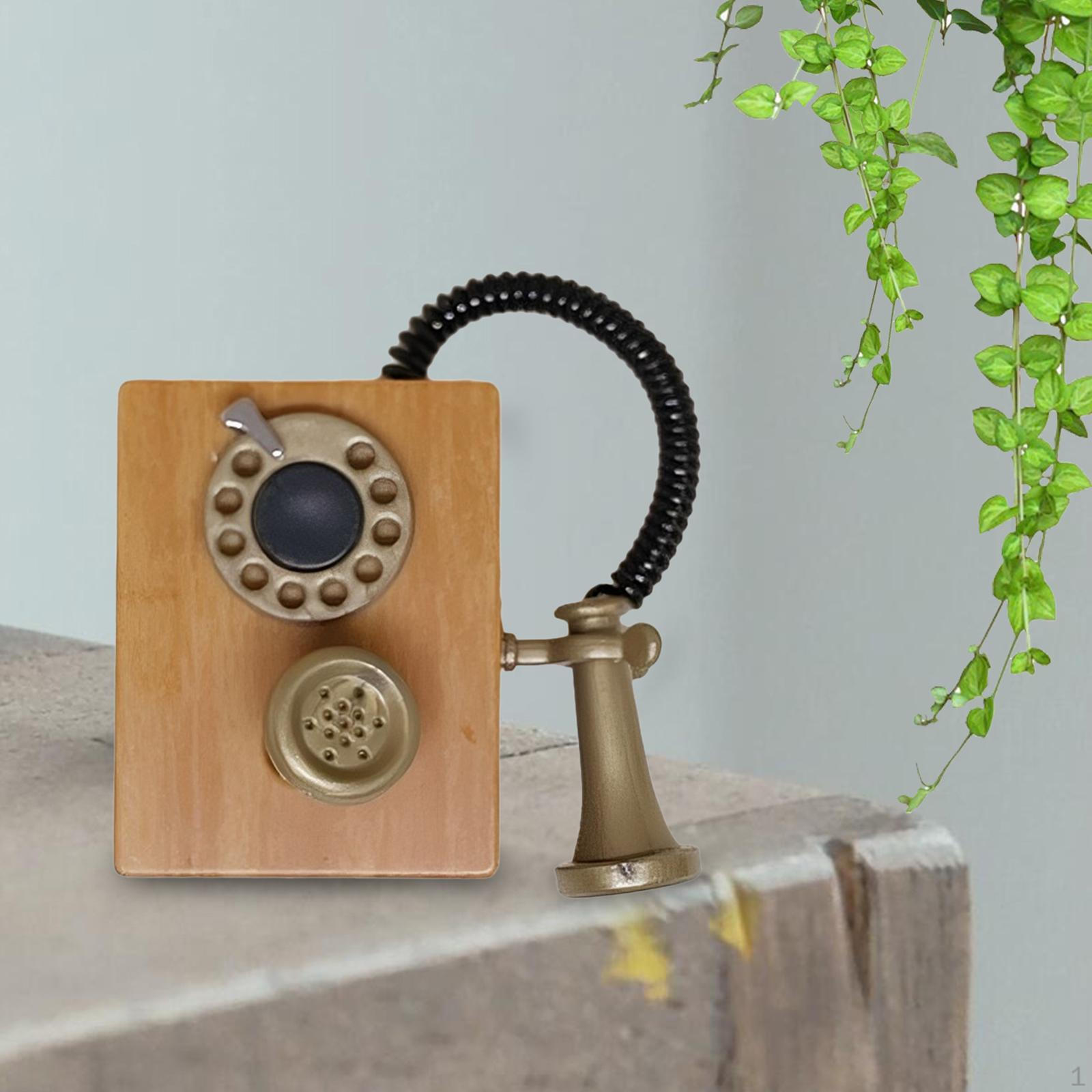 

1/12 кукольный дисковый телефон мини телефон миниатюрный циферблат винтаж для железнодорожной станции жёлтый