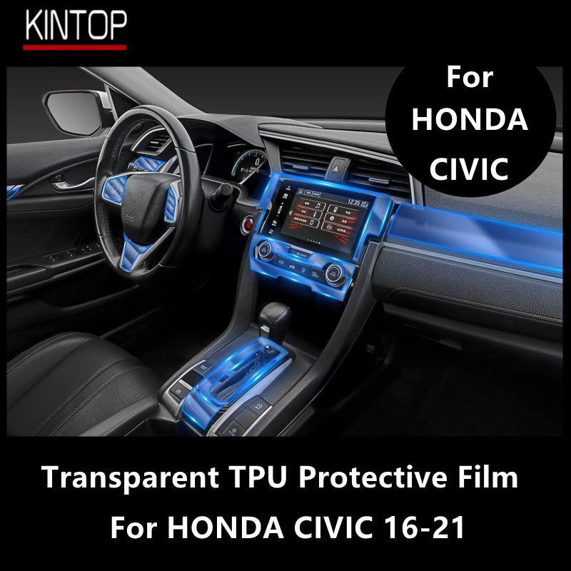 For HONDA CIVIC 16-21 Car Interior Center Console Transparent TPU Protective Film Anti-scratch Repair Film Accessories Refit