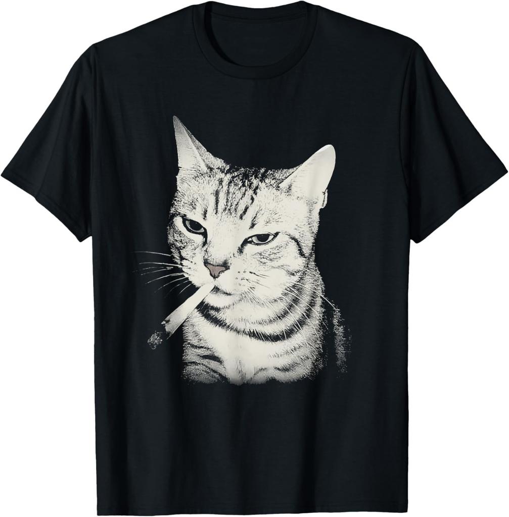Smoking Cat Cigarette Kitten Funny Meme Stupid Brainrot T-Shirt unisex T-Shirt