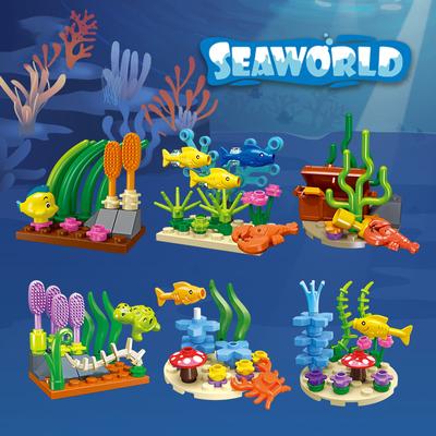 Serie Ocean Building Blocks Pesce pagliaccio Aragosta Tartaruga Alghe marine Mondo sottomarino Modello Mattoni Bambini Giocattoli fai da te Regali di festa
