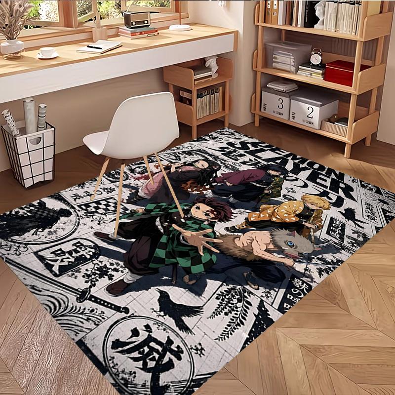 Demon Slayer Print Rug, Washable Floor Carpet, For Entryway Dorm Laundry Room Office Study, Home Decor Birthday Christmas Gift
