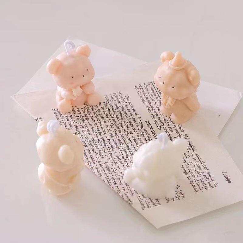 Ins Bear Candle Cake Decoration Cute Bear Baking Silicone Mold