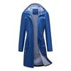 Spring and Autumn Long Casual Windbreaker Women's Water-Repellent Hooded Solid Color Top Striped Lined Straight Jacket