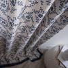 Yimanqiyun Blue Plum Blossom Print Semi-Blackout Kitchen Curtain