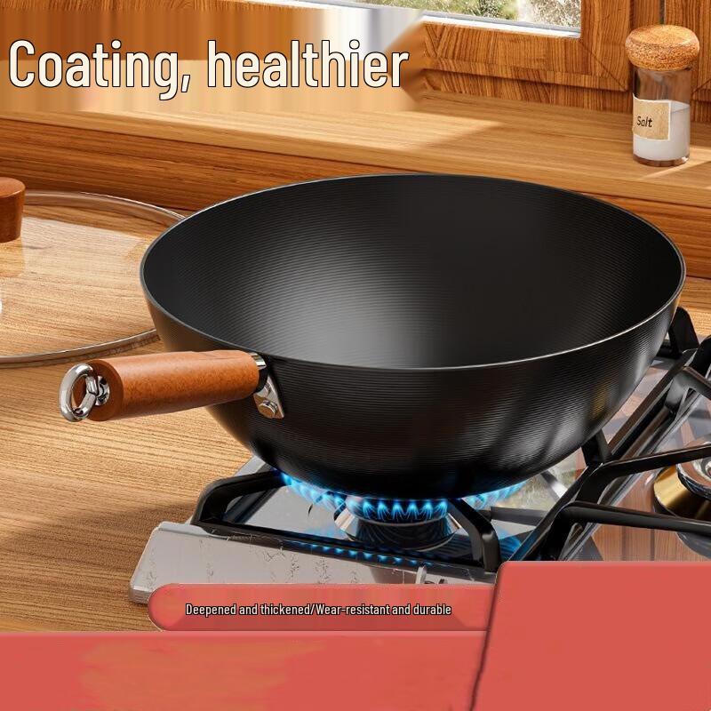 Wutuo Non-Coated Flat-Bottom Iron Wok