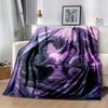 Purple Dragon Flannel Blanket – Intricate Double Dragon Design – Warm Cozy All-Season Throw – Perfect for Camping Sofa Bed