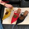 Fashion 2025 New Footwear Thin Heels Women Pumps Slides Shoes Female Shallow Mules Fashion Pointed Toe Ladies Heeled Sandals Shoes