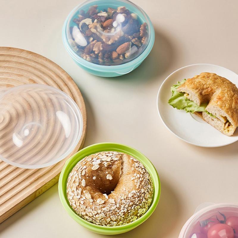 Bread Box Microwavable Transparent Round Shape Food Container Sandwich Toast Box Kids Worker School Breakfast Lunch Bento Box