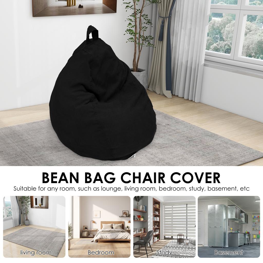 Bean Bag Cover Big Cotton Linen Lazy BeanBag Chair Sofa Covers Puff Relax Lounge Couch Beanbag Chairs Cover with Handle for Kids