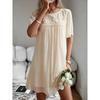 Vente Chaude, Robe d'Été Unie pour Dames Robe à Col Rond Manches Courtes Vêtements pour Femmes