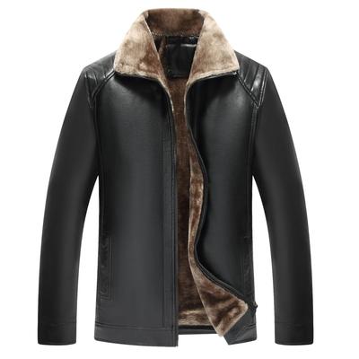 Middle-aged and Elderly Fur Integrated Men's Leather Jacket Jacket