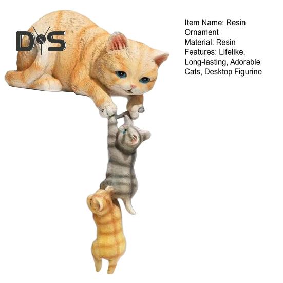 Sculptură Rășină Pisici Pisică Mamă și Pisoi Figurine Decor Margine Birou Statuetă Pisică pentru Decor Acasă Dormitor Cameră Copii