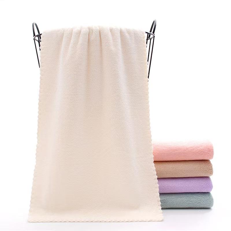 Solid Color Coral Velvet Towels Super Absorbent Soft Quick‑Drying Face Hand Towel for Adults Household Bathroom