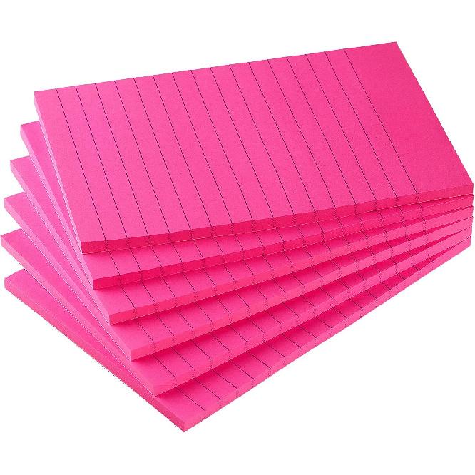 Early Buy 6 Pads Lined Sticky Notes with Lines 4x6 Self-Stick Notes Bright Color Sticky Notes, 45 Sheets/Pad (Yellow)
