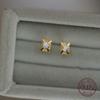 925 Sterling Silver Plating 14K Gold Exquisite Mini Geometric Zircon Earrings for Women Korean Simple Party Jewelry Accesso
