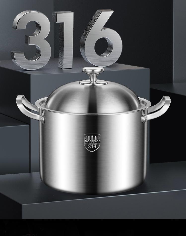 Extra Tall 316 Stainless Steel Stock Pot - Food-Grade, Deepened & Thickened, Large Capacity, Perfect for Stewing & Soups