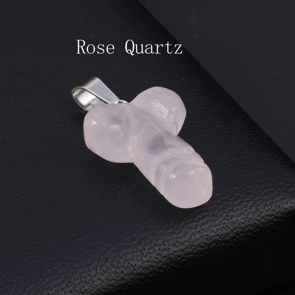 1 pezzo di ciondolo di cristallo curativo Reiki, incisione di cristallo a forma di pene, ciondoli in pietra naturale per la creazione di gioielli fai da te, accessori per collane, regalo per donne, 23x16 mm