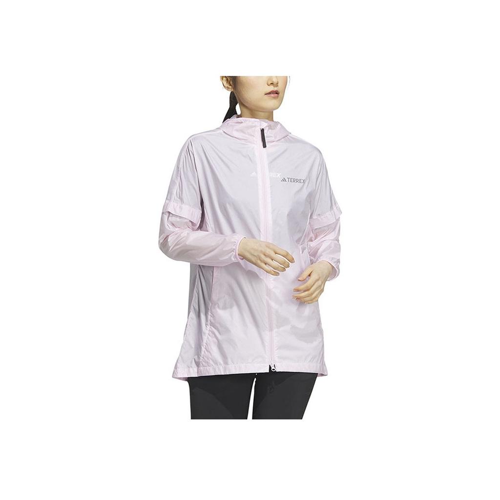 Adidas Alphabet Print Zip-Up Long Sleeve Windbreaker Jacket Women Jacket Pink IL3807
