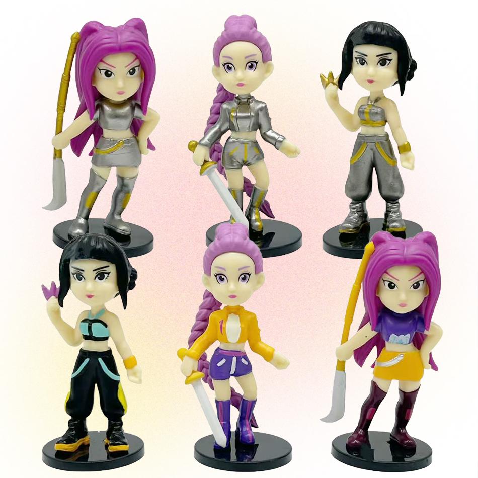 K-Pop Dämonenjäger 6 Stück Q Version Actionfigur PVC Spielzeug Derpys Rumi Mira Zoey Sussy Figur Puppe für Fans Geschenk Kindergeschenk