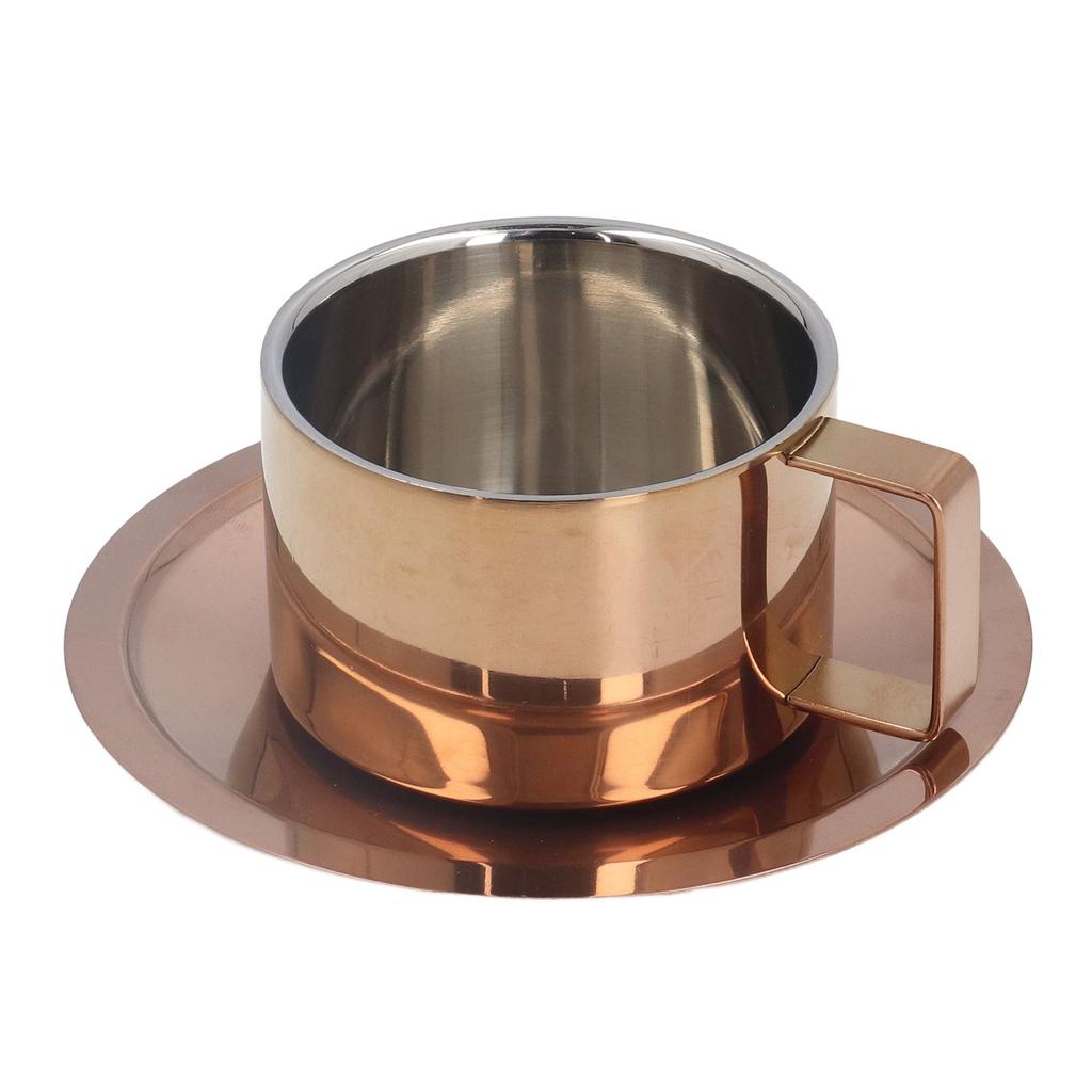 Kaffeetasse Schlicht Genial 304 Edelstahl Kaffeetassen-Set mit Kaffeeteller für Zuhause Outdoor