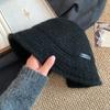 Maillard Retro Knitted Bucket Hat Women's Autumn and Winter Coffee Color Face Small Bucket Hat Big Head Circumference Warm Wool Hat