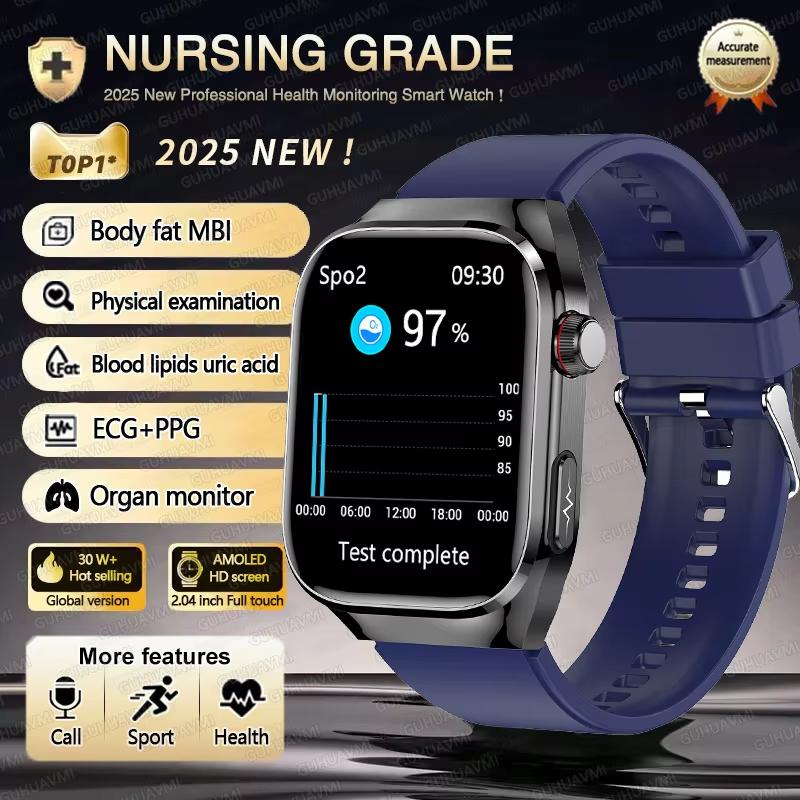 2025 New Blood Lipid Uric Acid Treatment Smart Watch Men ECG+PPG Heart Rate Sports HD Call Health Track for Samsung Smartwatch
