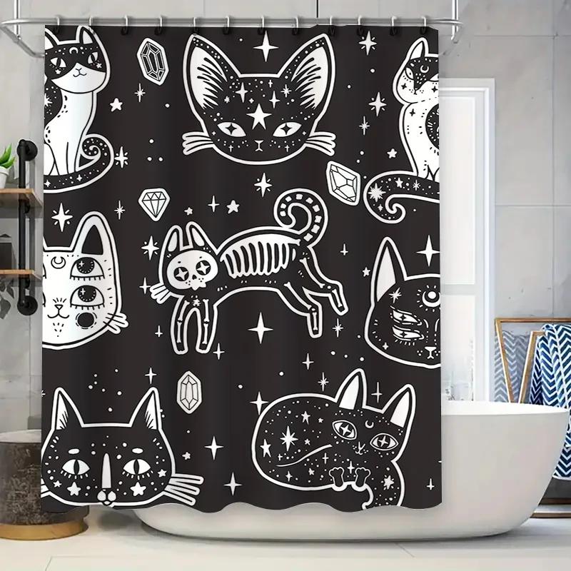 

Blue Shower Curtain With Picture Frame Decorative Bath Curtains That Are Printed On Demand For Personalization W60H190(CM)-1 Pcs