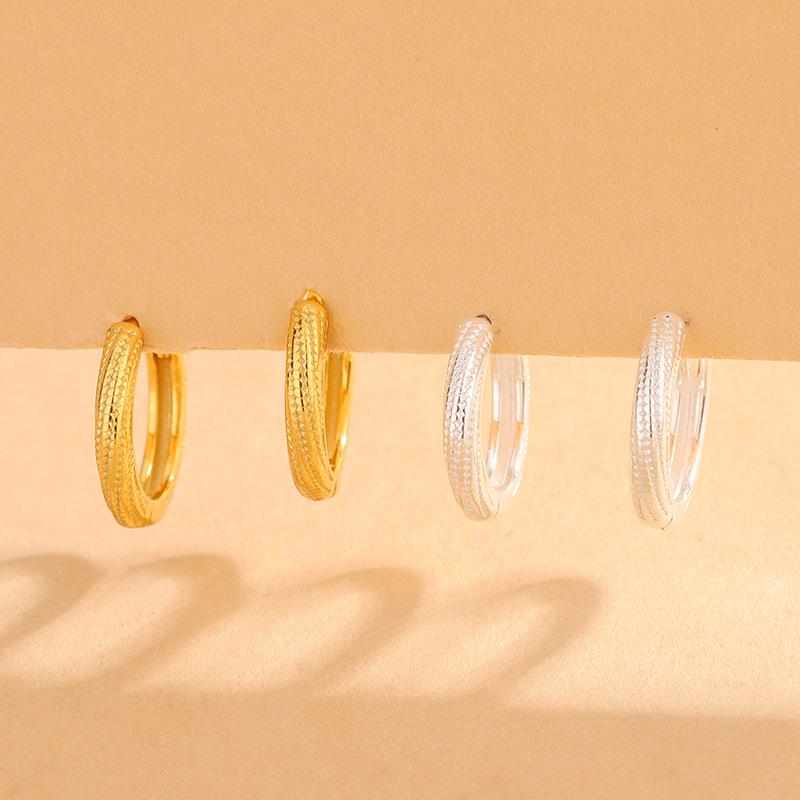 Trendy S925 Sterling Silver Twisted Rope C-Shaped Geometric Stud Earrings