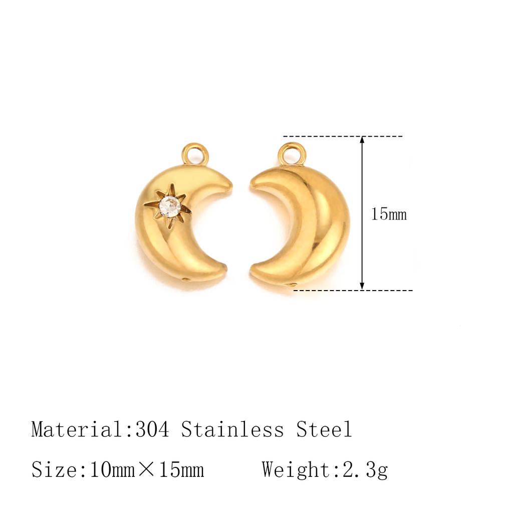 3Pcs Stainless Steel Star/Moon/Sun Charms Rhinestone/Natural Shell Pendant Handmade Necklace Earring DIY Jewelry Making Supplies