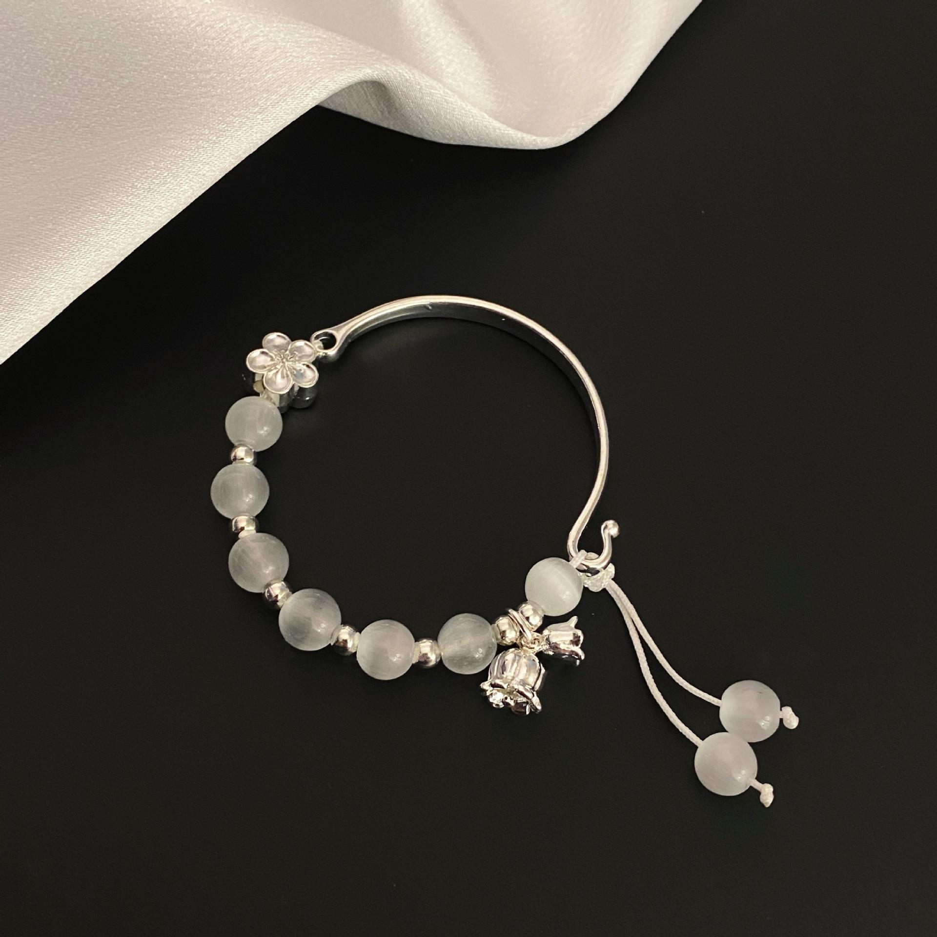 

Модний опаловий бісерний зрощений браслет із квітковим кулоном, регульований плетений жіночий браслет для святкової вечірки