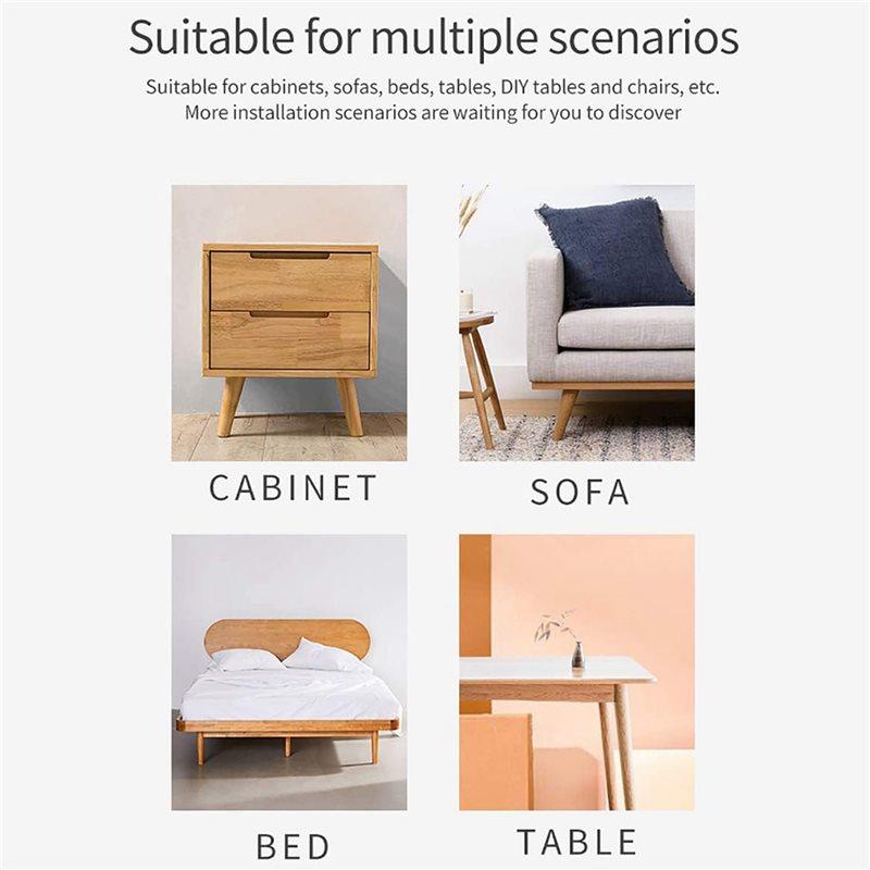 ABBP-Wood 4 Inch Tapered Furniture Legs Set Of 8 Round Solid Unfinished Mid Century Couch Feet Replacement Legs For Sofa