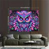 2D Flat Surface Neon Glow Style Owl Background Fabric Party Decoration Suitable for Living Room Polyester Fiber