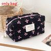Minimalist Fabric Makeup Bag With Wrinkle Bows For Travel And Daily Use