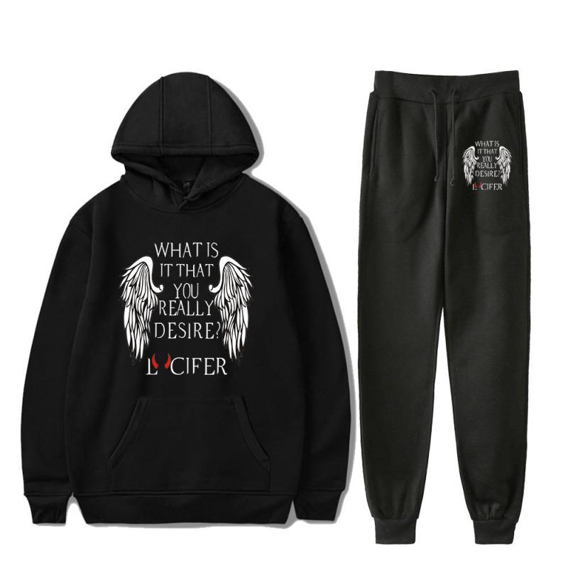 Lucifer Season 5 Printed Men Women Tracksuit Sets Casual Hoodie And Pants 2pcs Sets Oversized Sweatshirt Fashion Unisex Clothing