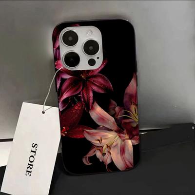 Capa de Celular Elegante Flor de Lírio Vermelho Para iPhone 16E 16 15 14 13 12 17 Air 11 Pro Max XS XR X 7 8 15 16 Plus SE Capa Macia