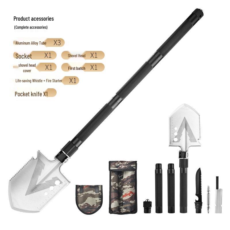 "Multifunctional Folding Engineer Shovel - Portable, Durable Manganese Steel for Outdoor Use"