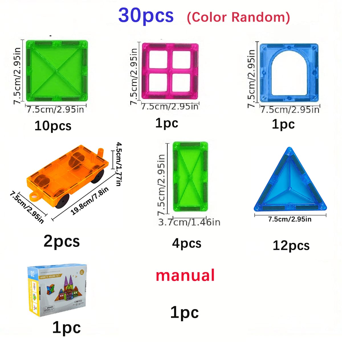 

Large Size DIY Magnetic Colorful Building Blocks, Designer Construction Set Children s Toys Holiday Gifts (Random Color)