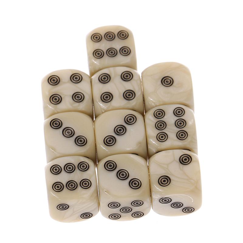 10Pcs 16Mm Acrylic Ivory Dice D6 Dice For Board Game Round Entertainment Party